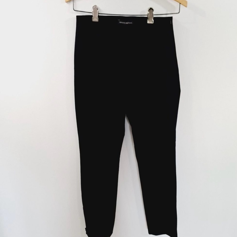 Banana Republic Womens Black Ponte Pants Size 2 Petite Side Zip Ankle Zipper NWT